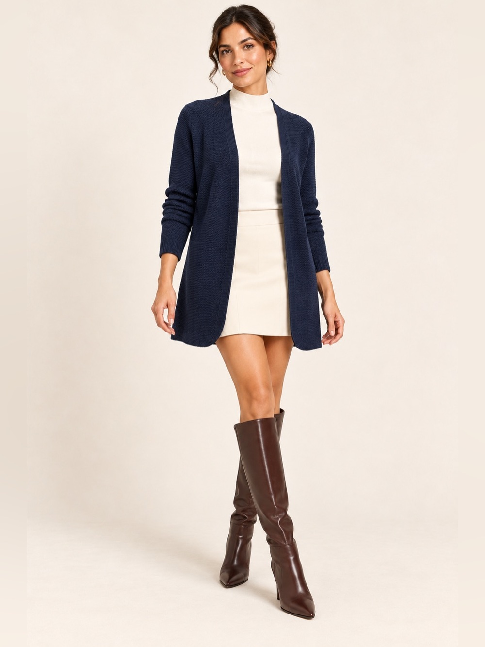 Old Navy Size L Navy Blue Open Front Cardigan Long Sleeves Textured Knit Sweater